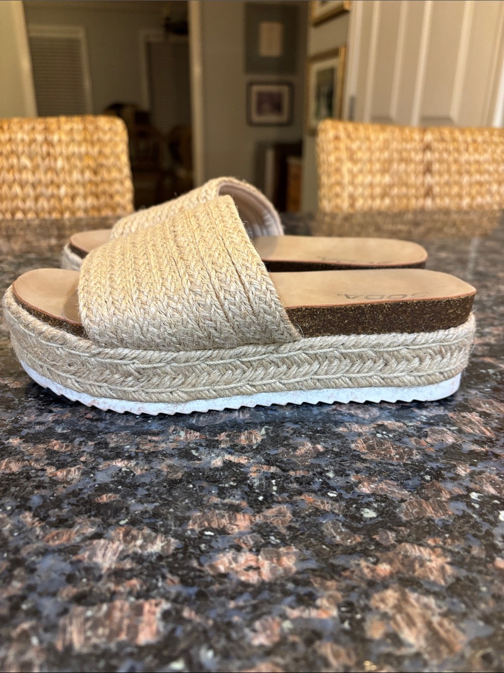Soda Women’s Open Toe Platform Wedge Heel Raffia Espadrille Sandal